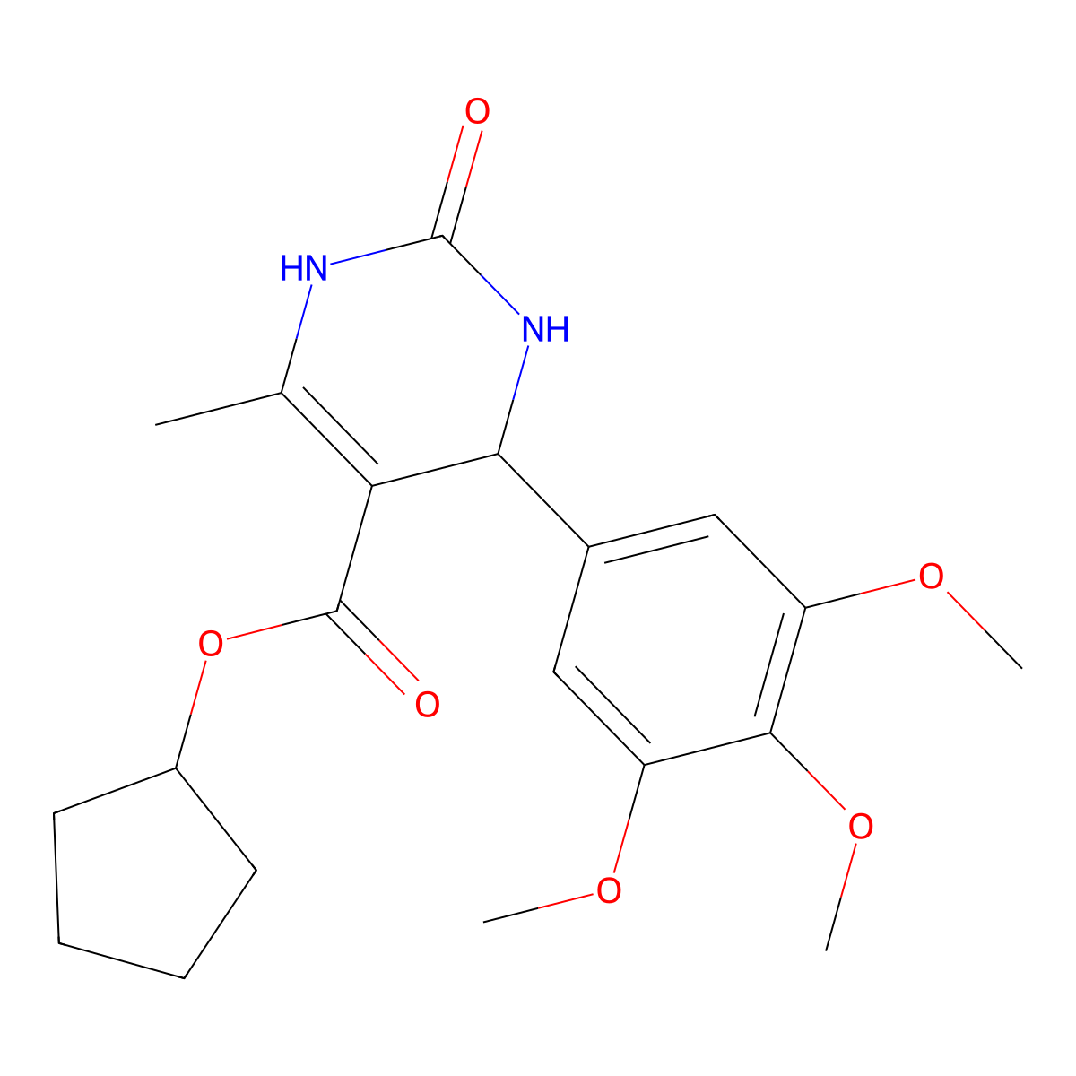 Cyclopentyl 6-methyl-2-oxo-4-(3,4,5-trimethoxyphenyl)-1,2,3,4-tetrahydropyrimidine-5-carboxylate molecular structure, CAS 347353-55-3