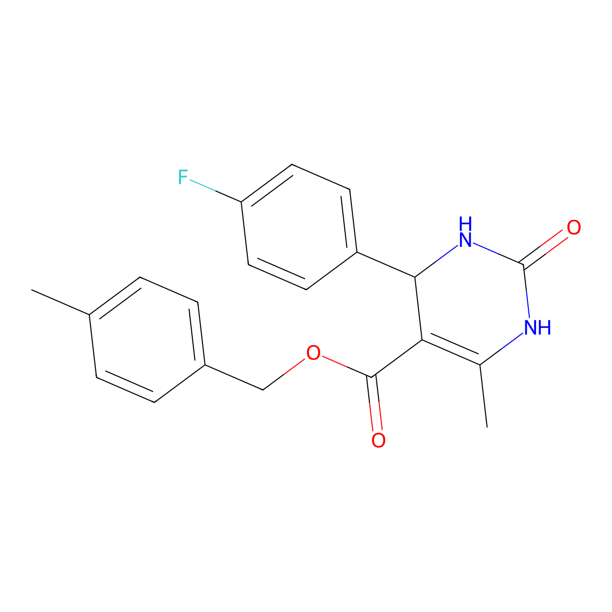 4-Methylbenzyl 4-(4-fluorophenyl)-6-methyl-2-oxo-1,2,3,4-tetrahydropyrimidine-5-carboxylate molecular structure, CAS 347353-57-5