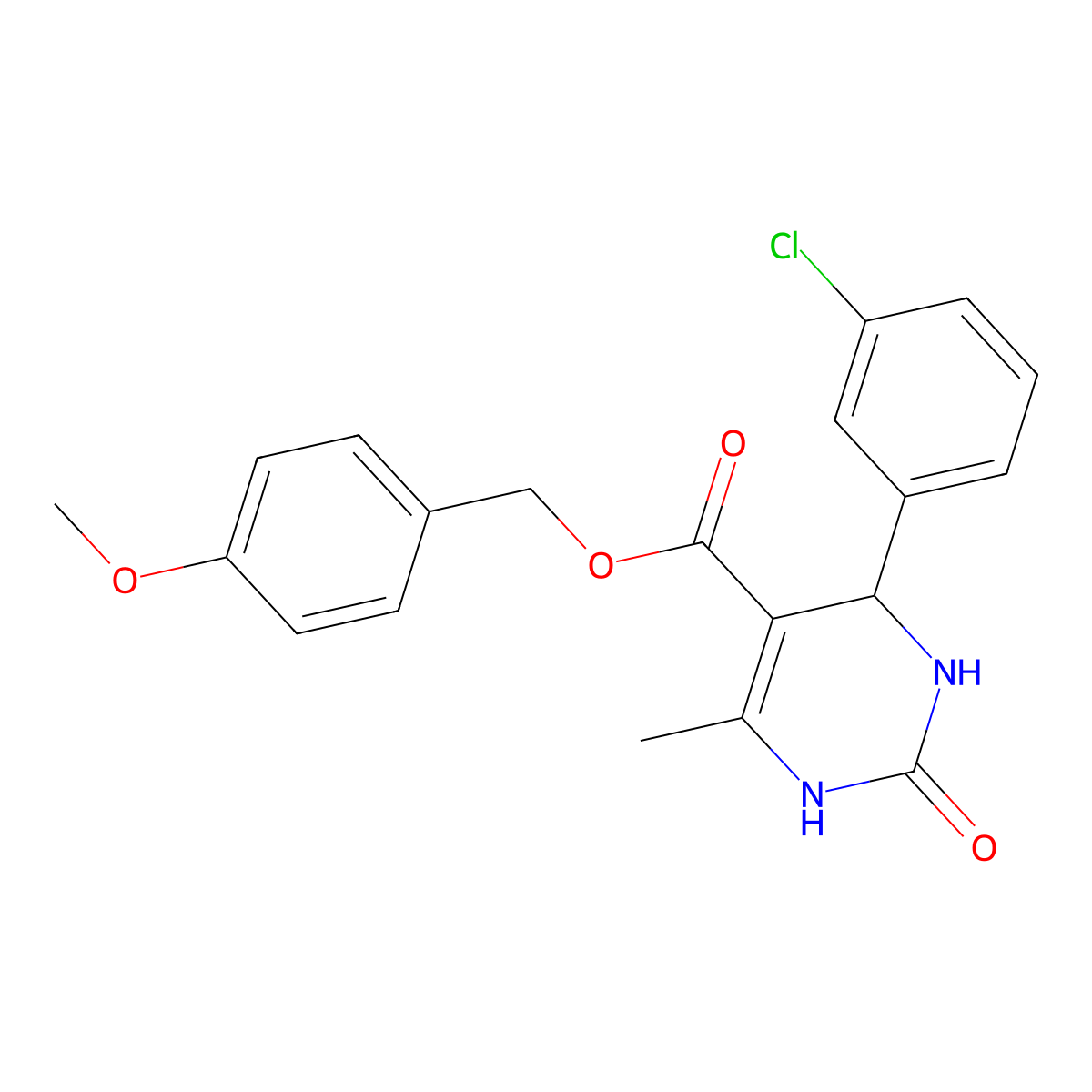 4-Methoxybenzyl 4-(3-chlorophenyl)-6-methyl-2-oxo-1,2,3,4-tetrahydropyrimidine-5-carboxylate molecular structure, CAS 347353-60-0