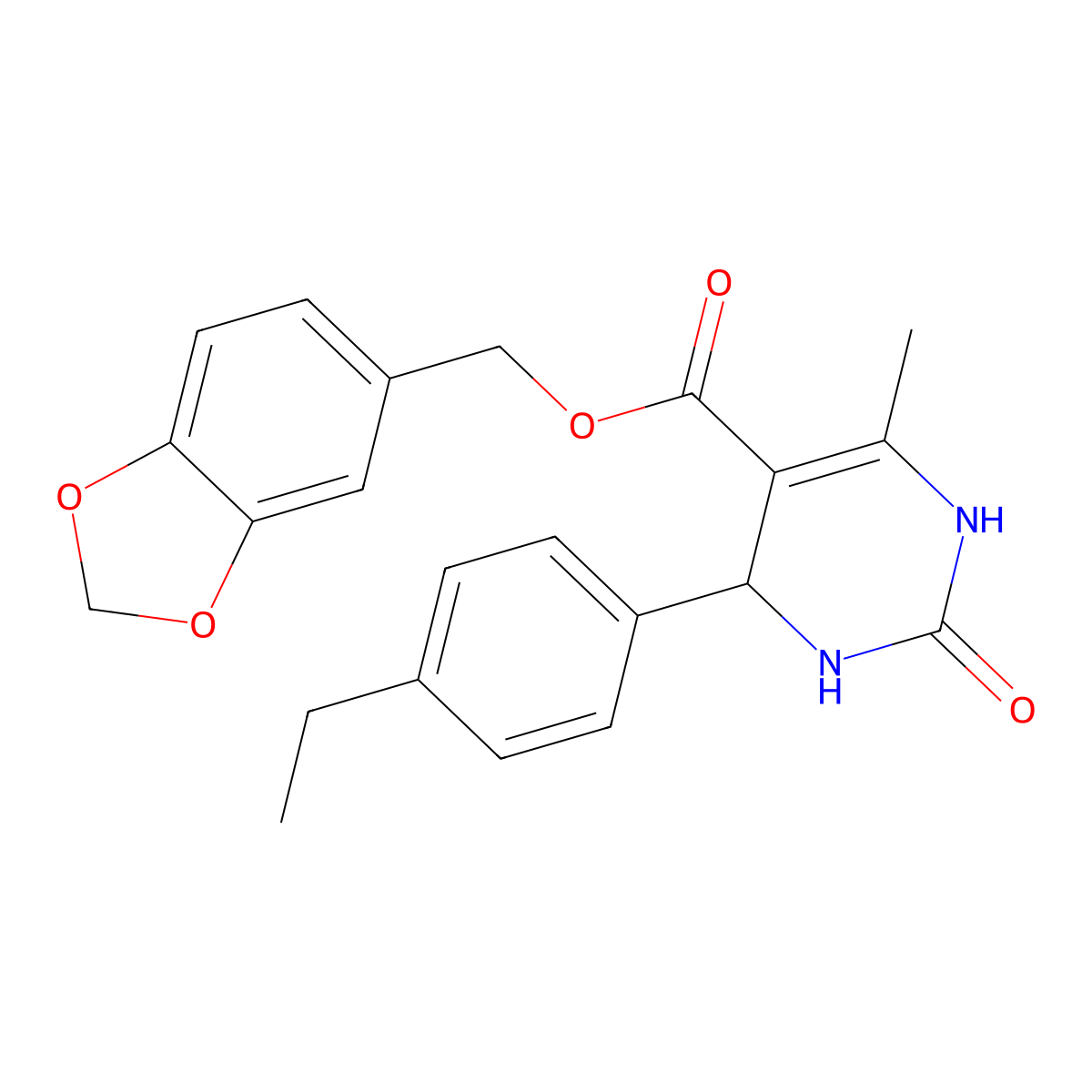 1,3-Benzodioxol-5-ylmethyl 4-(4-ethylphenyl)-6-methyl-2-oxo-1,2,3,4-tetrahydropyrimidine-5-carboxylate molecular structure, CAS 347353-62-2