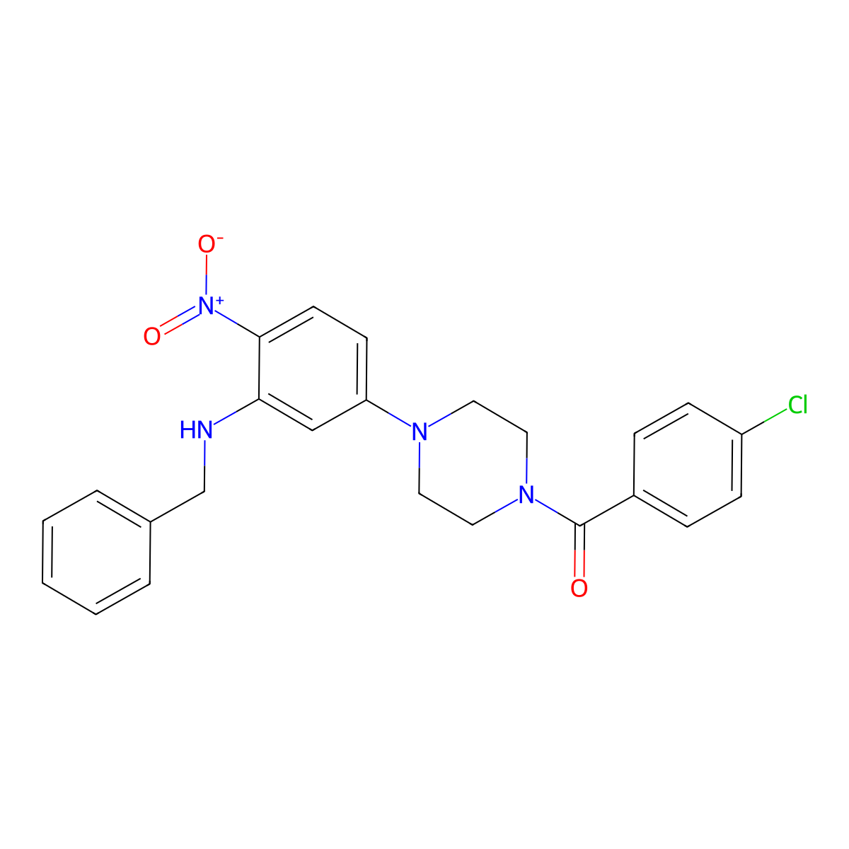 [4-[3-(Benzylamino)-4-nitrophenyl]piperazin-1-yl]-(4-chlorophenyl)methanone molecular structure, CAS 347353-66-6