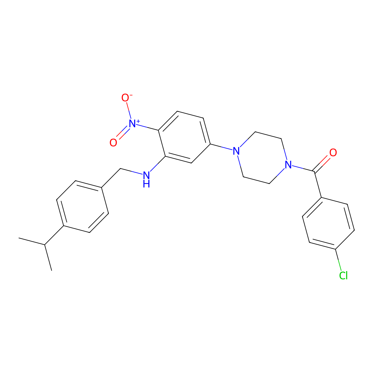 (4-Chlorophenyl)-[4-[4-nitro-3-[(4-propan-2-ylphenyl)methylamino]phenyl]piperazin-1-yl]methanone molecular structure, CAS 347353-67-7