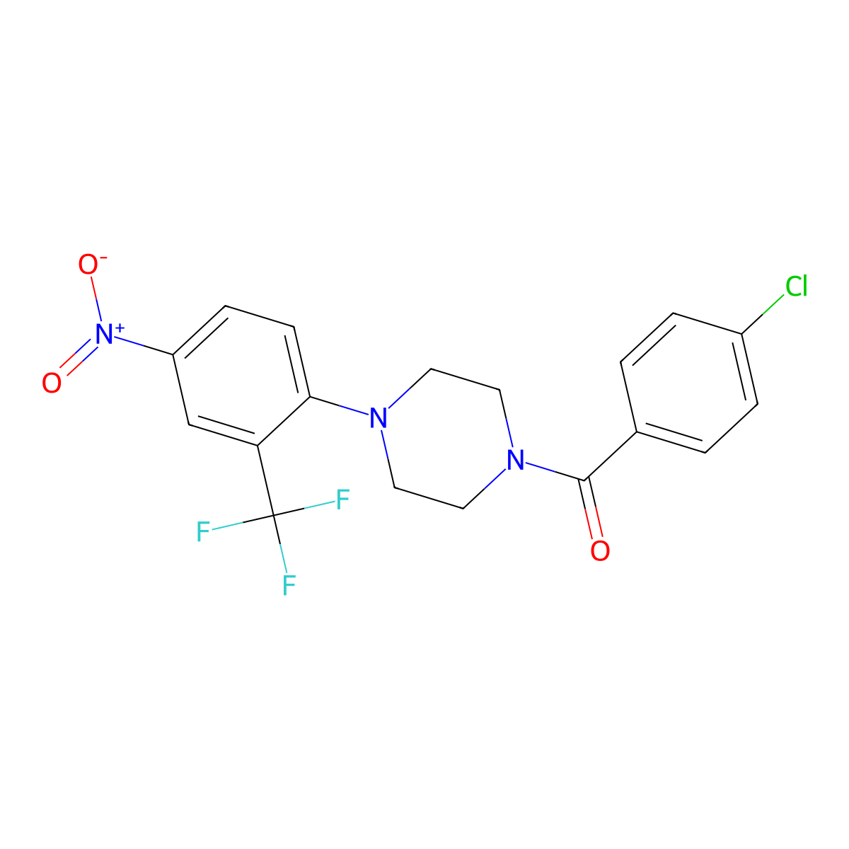 (4-Chlorophenyl)-[4-[4-nitro-2-(trifluoromethyl)phenyl]piperazin-1-yl]methanone molecular structure, CAS 347353-68-8