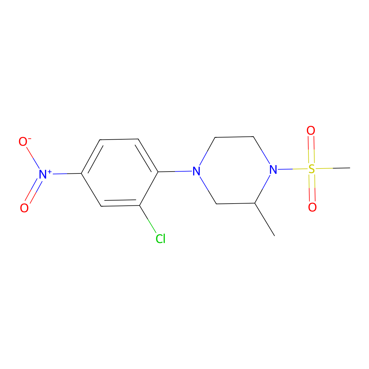 4-(2-Chloro-4-nitrophenyl)-2-methyl-1-methylsulfonylpiperazine molecular structure, CAS 347353-77-9