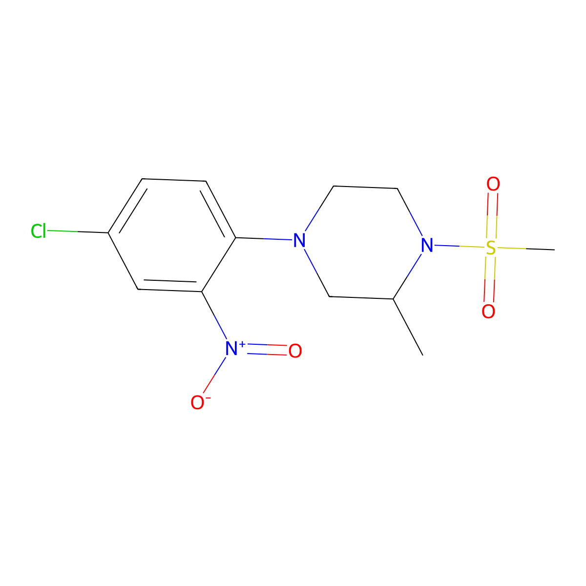 4-(4-Chloro-2-nitrophenyl)-2-methyl-1-methylsulfonylpiperazine molecular structure, CAS 347353-78-0