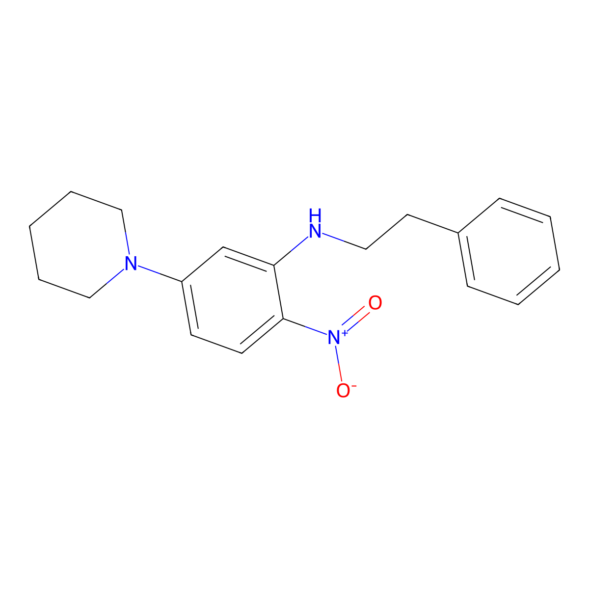 2-nitro-N-(2-phenylethyl)-5-(piperidin-1-yl)aniline molecular structure, CAS 347353-80-4