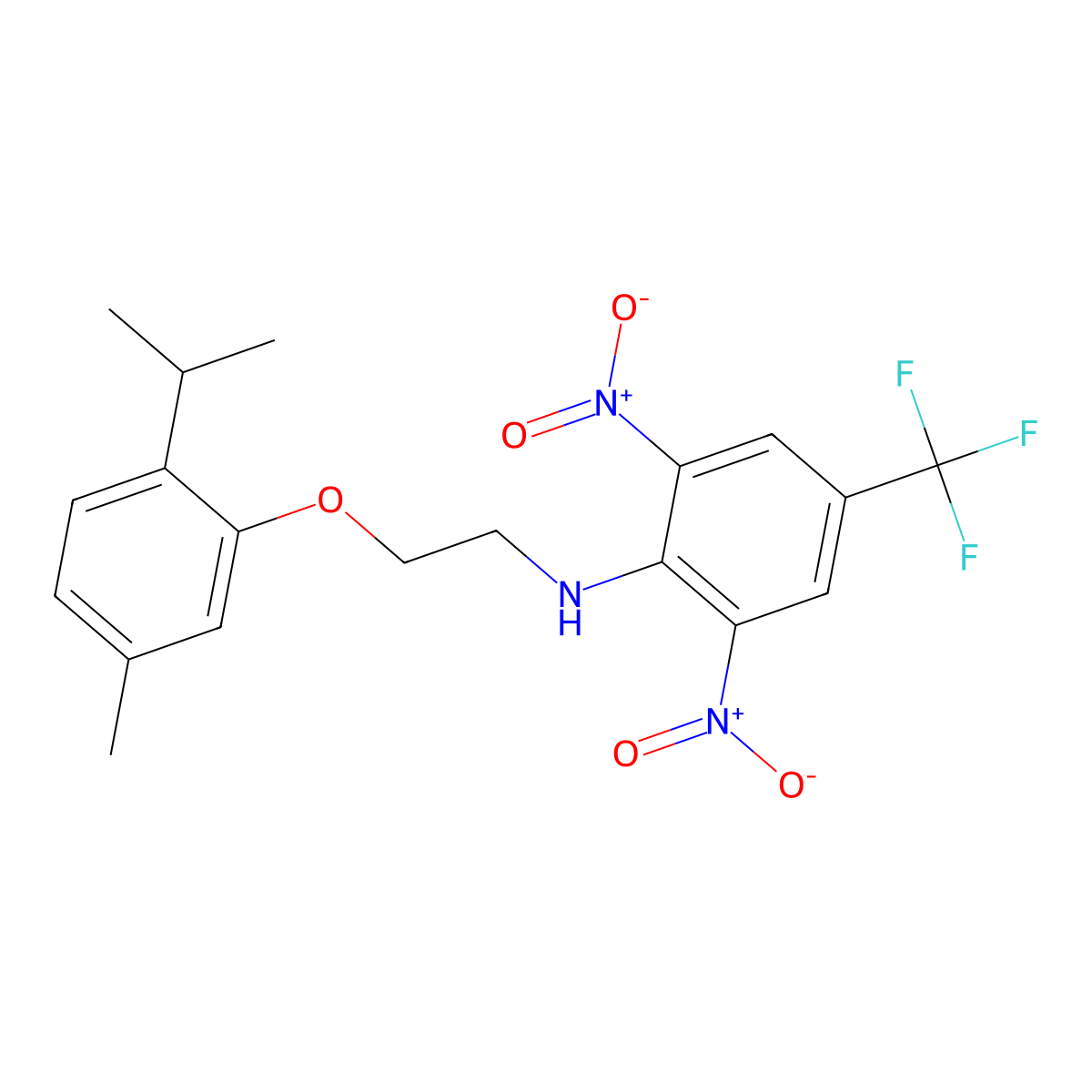 N-[2-[5-Methyl-2-(1-methylethyl)phenoxy]ethyl]-2,6-dinitro-4-(trifluoromethyl)benzenamine molecular structure, CAS 347353-83-7