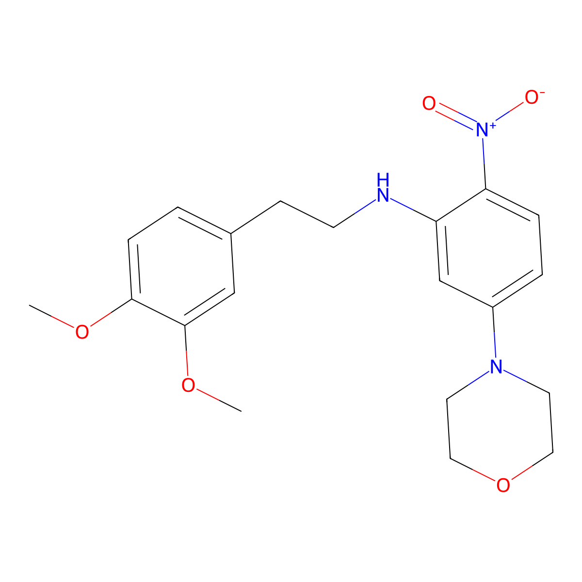 N-[2-(3,4-dimethoxyphenyl)ethyl]-5-morpholin-4-yl-2-nitroaniline molecular structure, CAS 347353-84-8