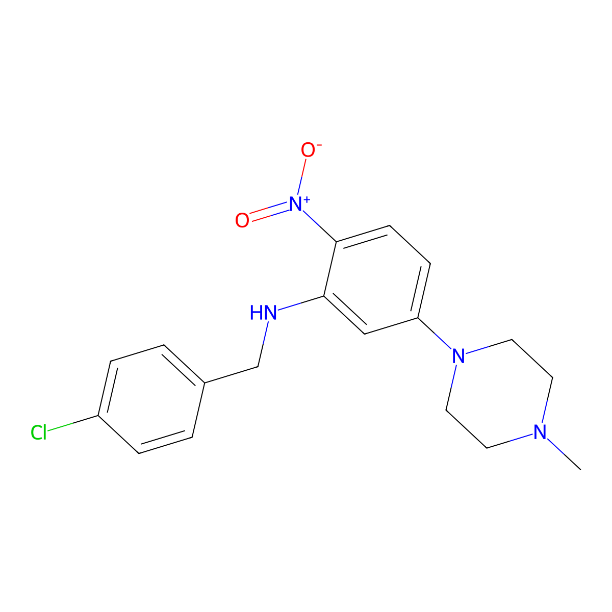 1-{3-[(4-Chlorobenzyl)amino]-4-nitrophenyl}-4-methylpiperazine molecular structure, CAS 347353-85-9