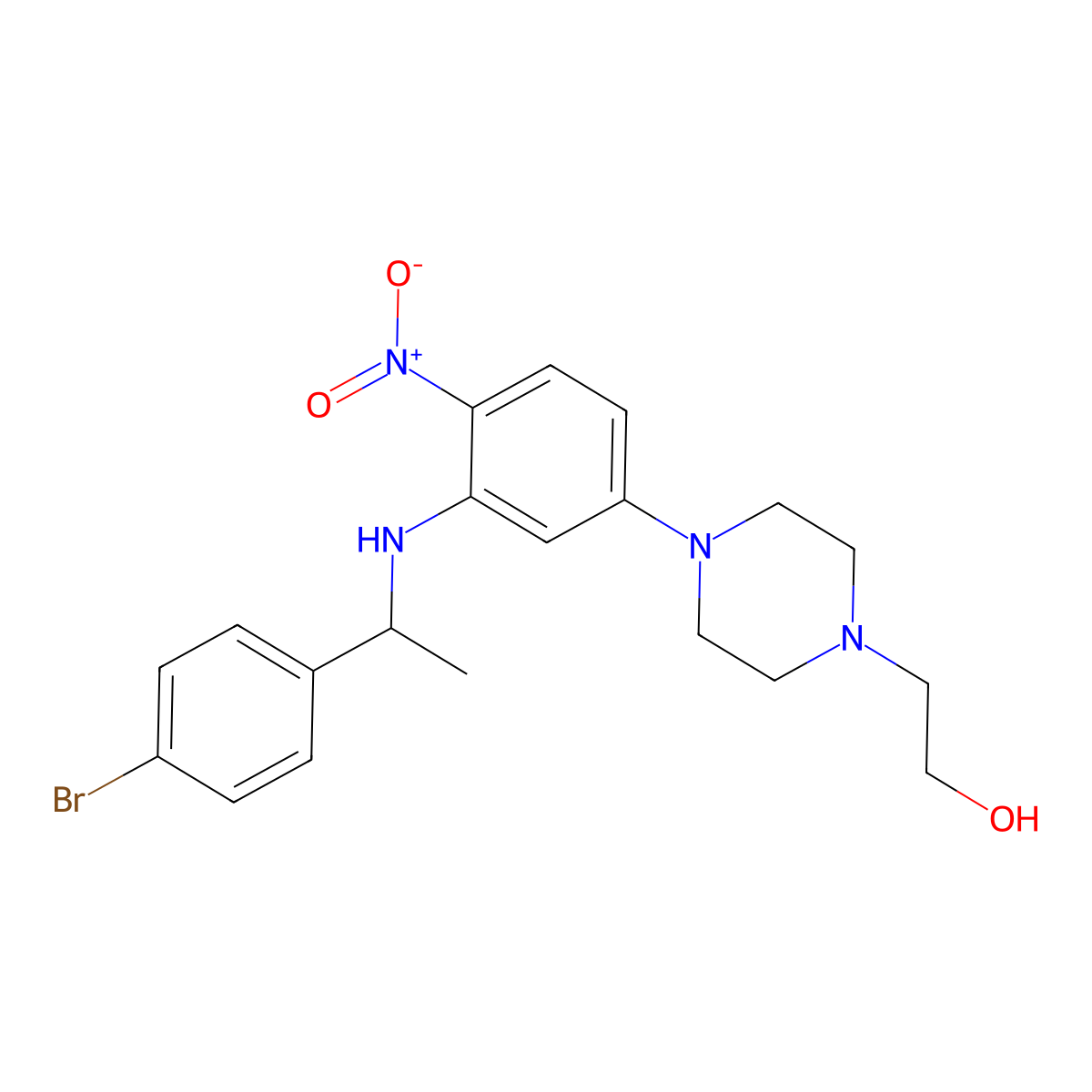 2-[4-[3-[1-(4-Bromophenyl)ethylamino]-4-nitrophenyl]piperazin-1-yl]ethanol molecular structure, CAS 347353-87-1