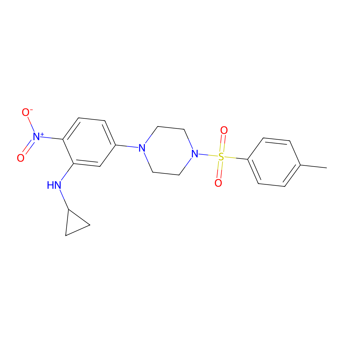 N-cyclopropyl-5-[4-(4-methylphenyl)sulfonylpiperazin-1-yl]-2-nitroaniline molecular structure, CAS 347353-89-3