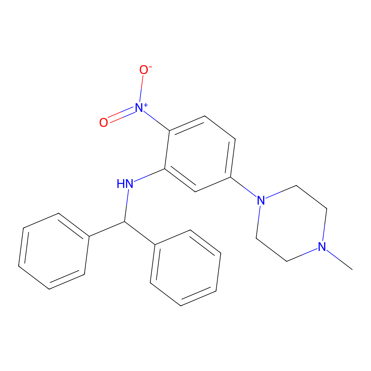N-benzhydryl-5-(4-methylpiperazin-1-yl)-2-nitroaniline molecular structure, CAS 347353-94-0