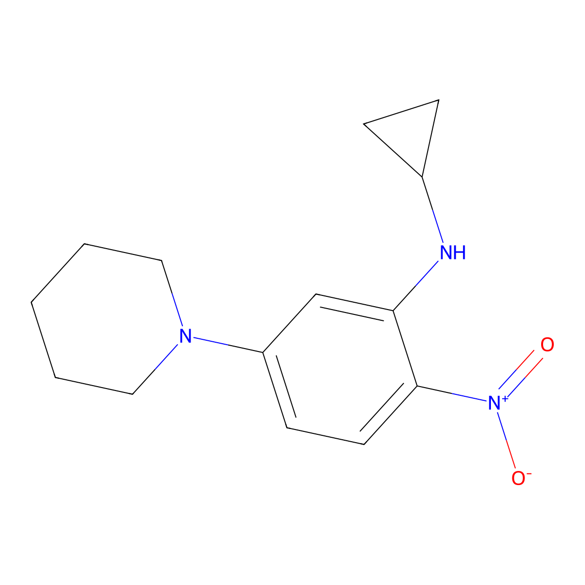 N-cyclopropyl-2-nitro-5-(piperidin-1-yl)aniline molecular structure, CAS 347353-97-3