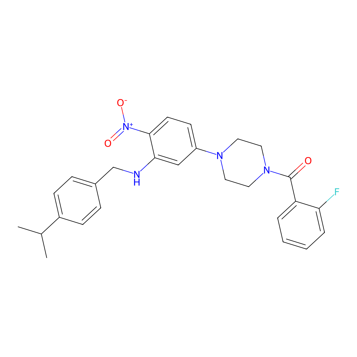 (2-Fluorophenyl)-[4-[4-nitro-3-[(4-propan-2-ylphenyl)methylamino]phenyl]piperazin-1-yl]methanone molecular structure, CAS 347354-02-3