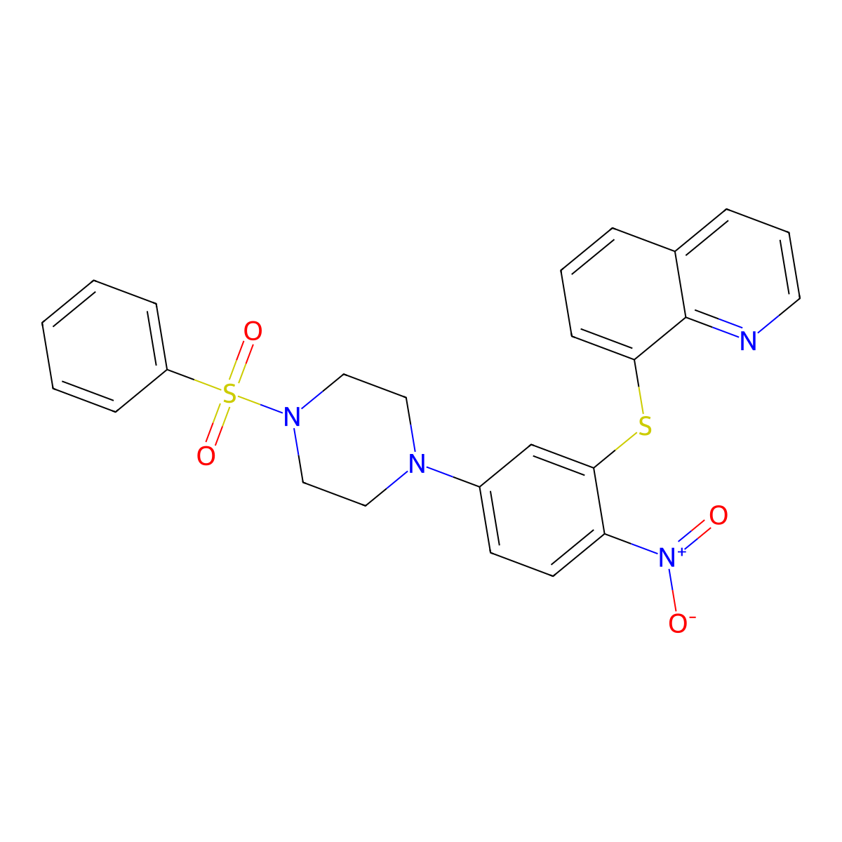 8-[5-[4-(Benzenesulfonyl)piperazin-1-yl]-2-nitrophenyl]sulfanylquinoline molecular structure, CAS 347354-04-5