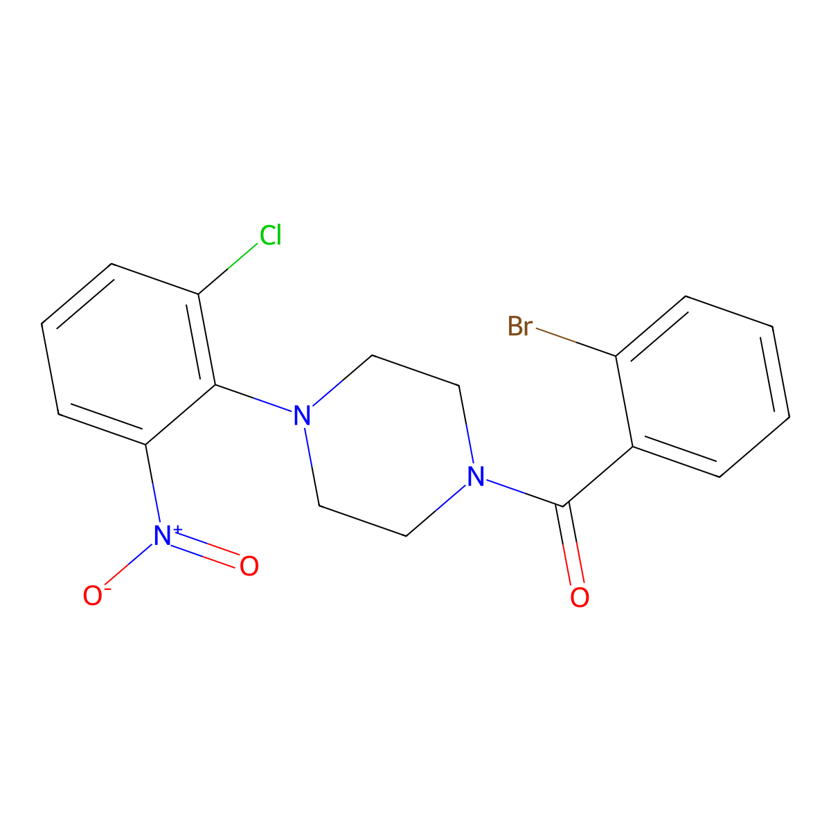 (2-Bromophenyl)-[4-(2-chloro-6-nitrophenyl)piperazin-1-yl]methanone molecular structure, CAS 347354-07-8