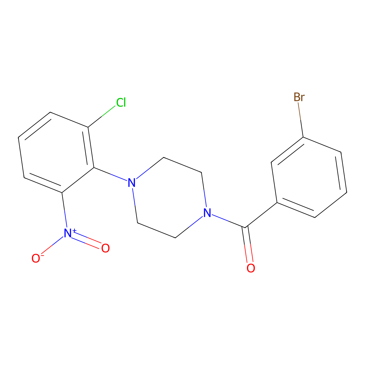 (3-Bromophenyl)-[4-(2-chloro-6-nitrophenyl)piperazin-1-yl]methanone molecular structure, CAS 347354-08-9