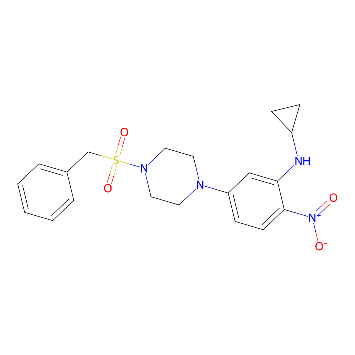 5-(4-benzylsulfonylpiperazin-1-yl)-N-cyclopropyl-2-nitroaniline molecular structure, CAS 347354-12-5
