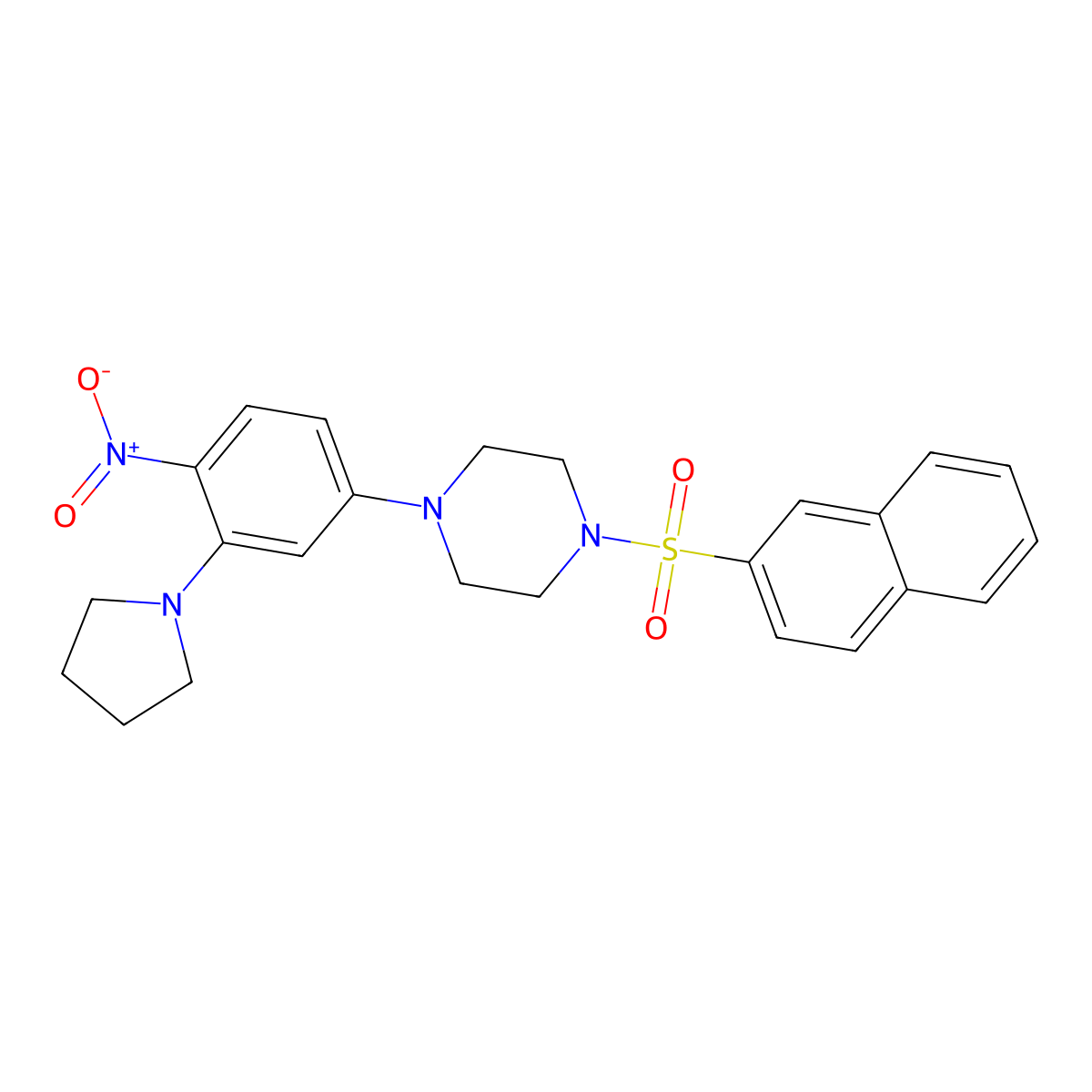 1-(2-Naphthylsulfonyl)-4-(4-nitro-3-pyrrolidinylphenyl)piperazine molecular structure, CAS 347354-14-7