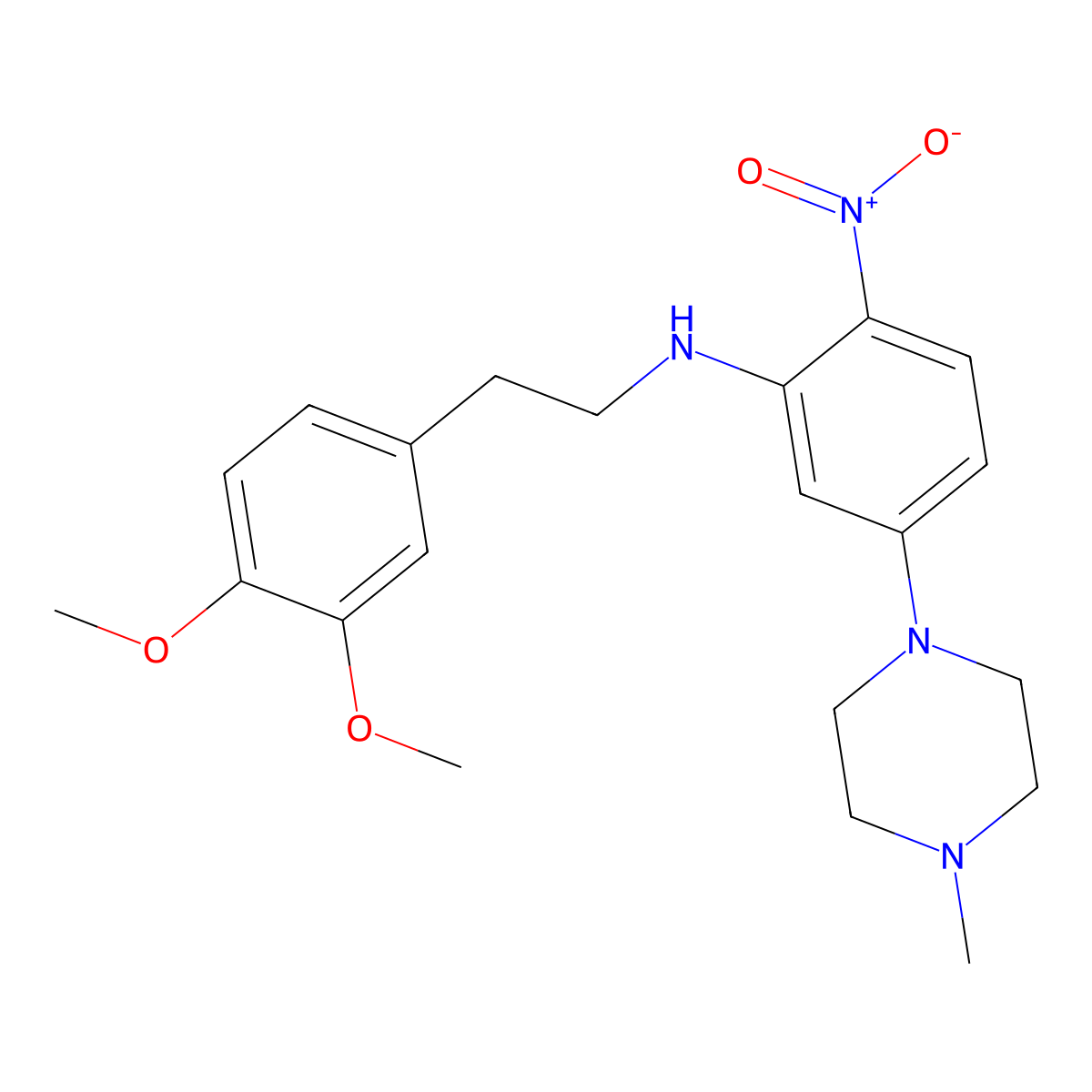 N-[2-(3,4-dimethoxyphenyl)ethyl]-5-(4-methylpiperazin-1-yl)-2-nitroaniline molecular structure, CAS 347354-19-2