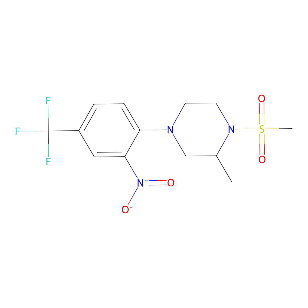 2-Methyl-1-methylsulfonyl-4-[2-nitro-4-(trifluoromethyl)phenyl]piperazine molecular structure, CAS 347354-21-6