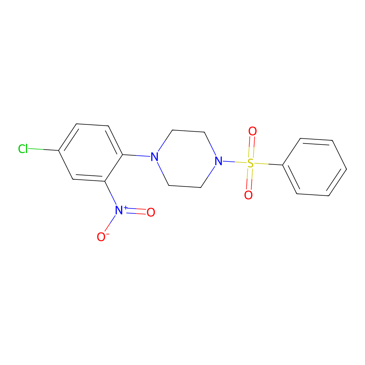 1-(Benzenesulfonyl)-4-(4-chloro-2-nitrophenyl)piperazine molecular structure, CAS 347354-22-7
