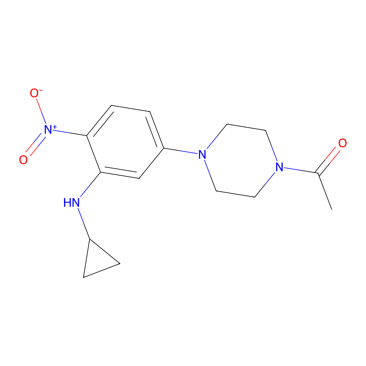 1-[4-[3-(Cyclopropylamino)-4-nitrophenyl]piperazin-1-yl]ethanone molecular structure, CAS 347354-24-9