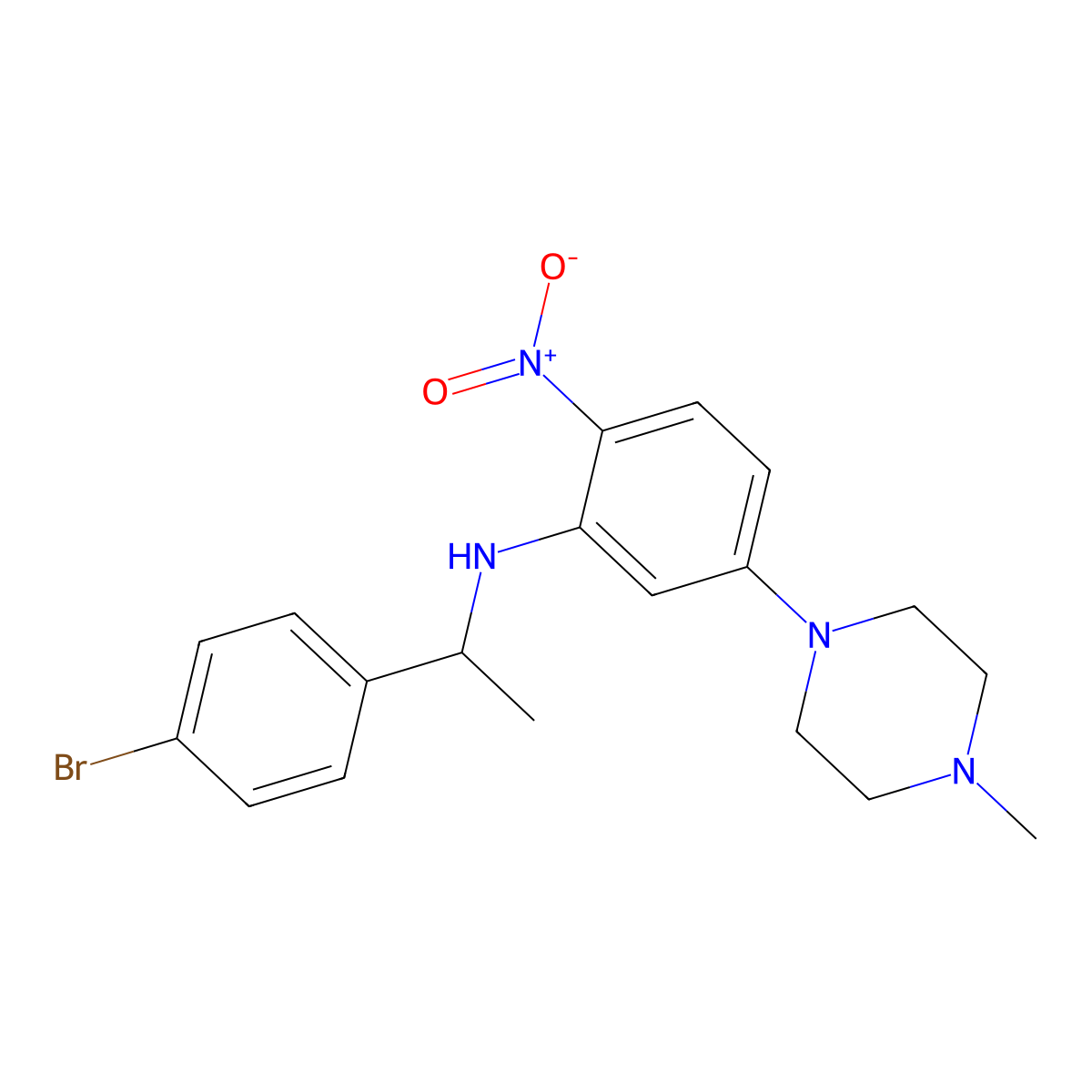 N-[1-(4-bromophenyl)ethyl]-5-(4-methylpiperazin-1-yl)-2-nitroaniline molecular structure, CAS 347354-29-4