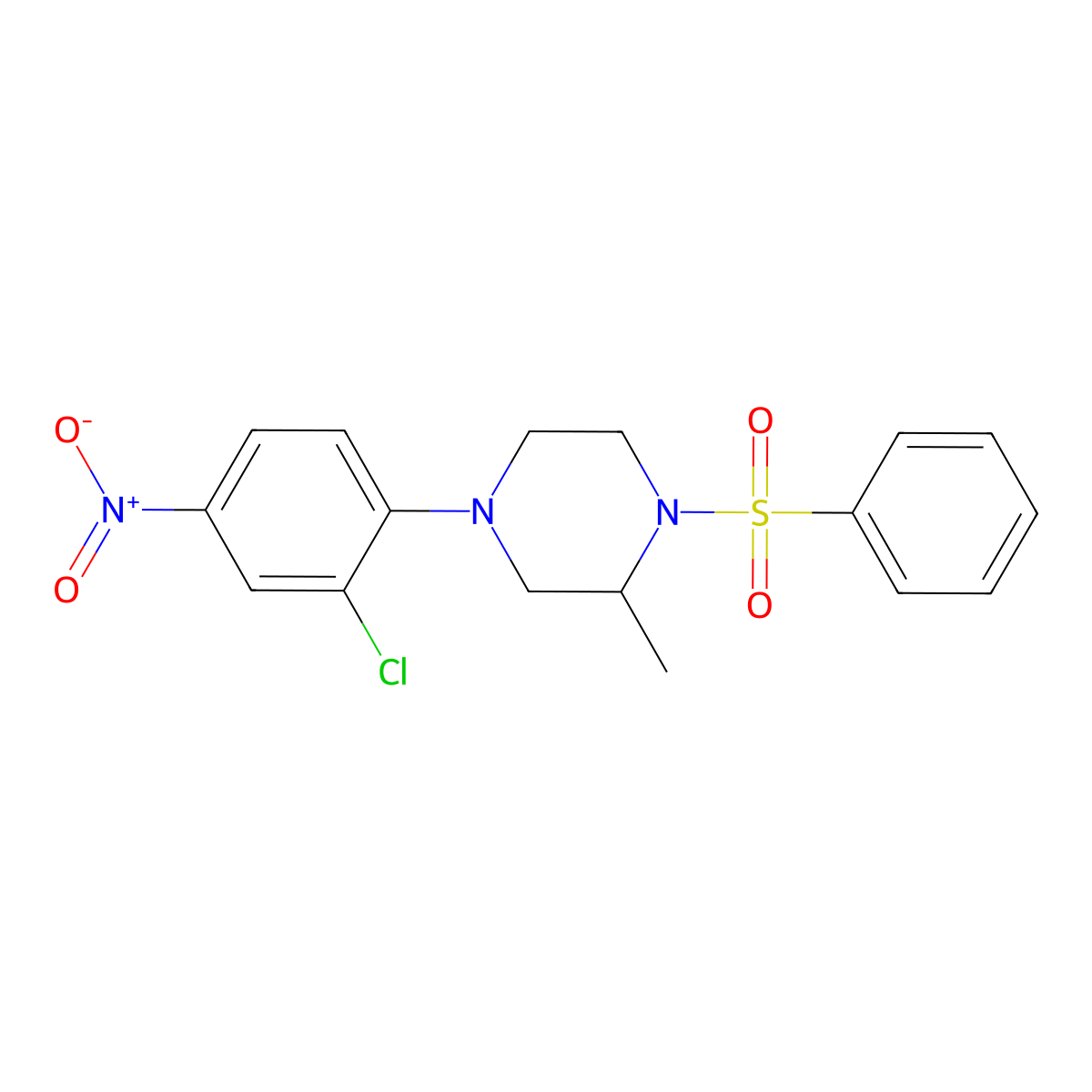 1-(Benzenesulfonyl)-4-(2-chloro-4-nitrophenyl)-2-methylpiperazine molecular structure, CAS 347354-36-3