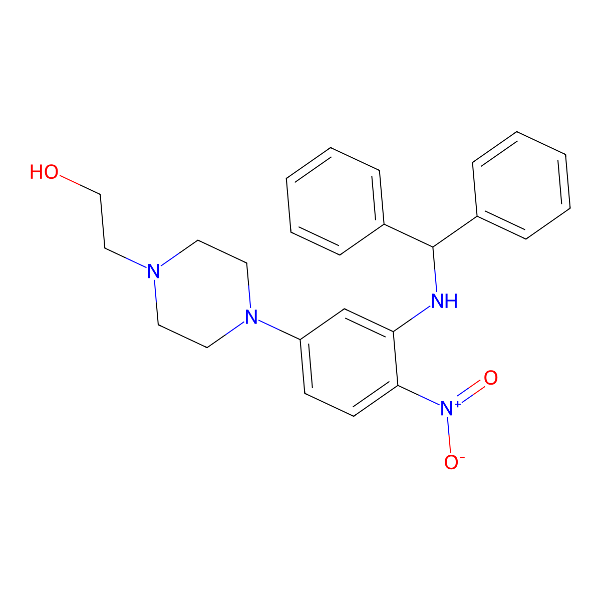 2-[4-[3-(Benzhydrylamino)-4-nitrophenyl]piperazin-1-yl]ethanol molecular structure, CAS 347354-38-5