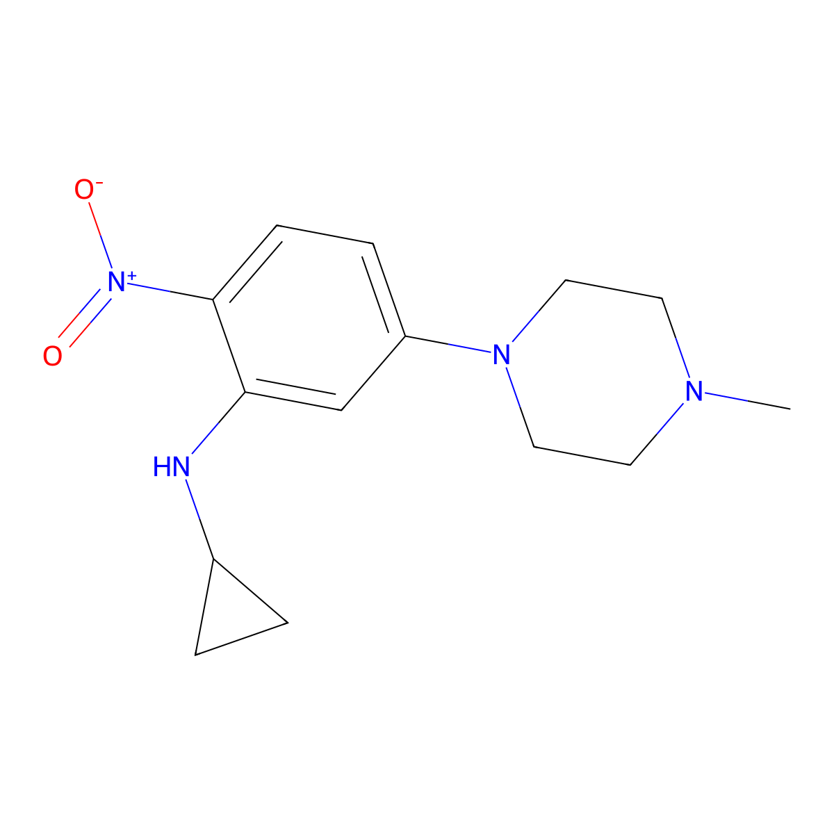 N-cyclopropyl-5-(4-methylpiperazin-1-yl)-2-nitroaniline molecular structure, CAS 347354-41-0