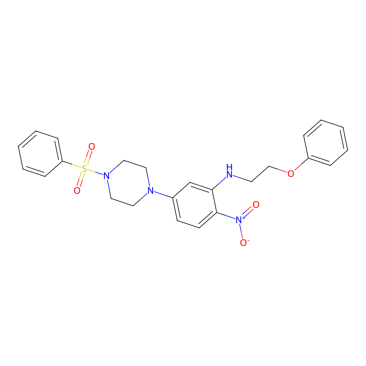 5-[4-(benzenesulfonyl)piperazin-1-yl]-2-nitro-N-(2-phenoxyethyl)aniline molecular structure, CAS 347354-42-1