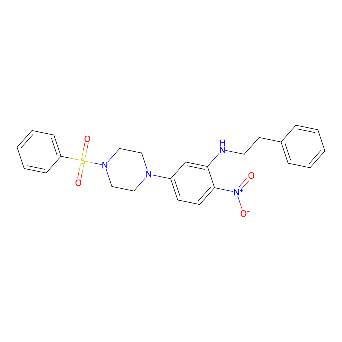 2-nitro-N-(2-phenylethyl)-5-[4-(phenylsulfonyl)piperazin-1-yl]aniline molecular structure, CAS 347354-43-2