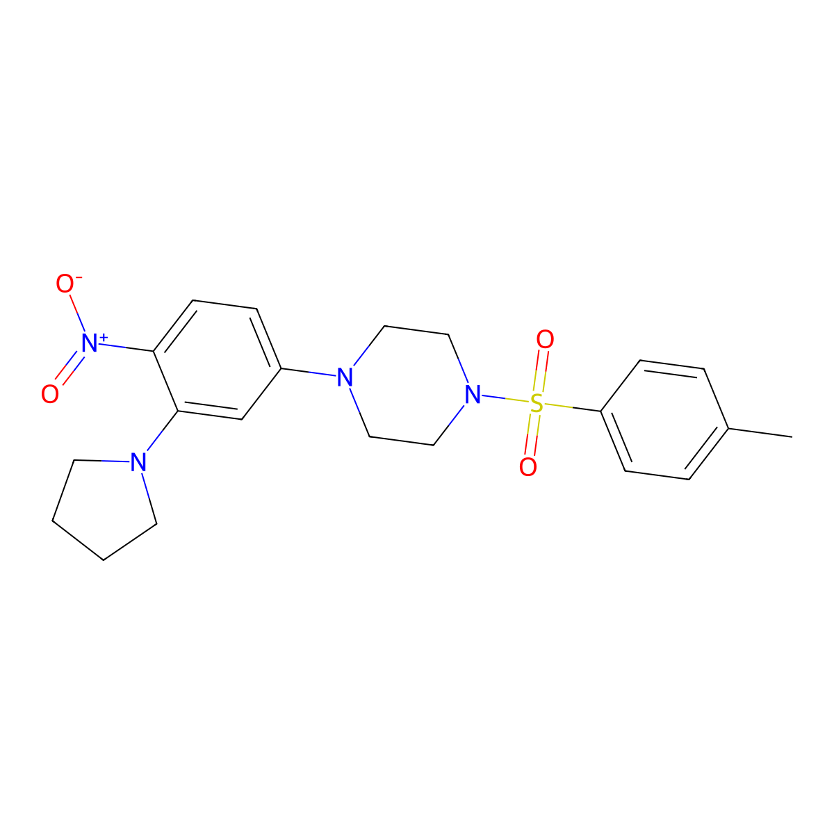 1-(4-Methylphenyl)sulfonyl-4-(4-nitro-3-pyrrolidin-1-ylphenyl)piperazine molecular structure, CAS 347354-47-6