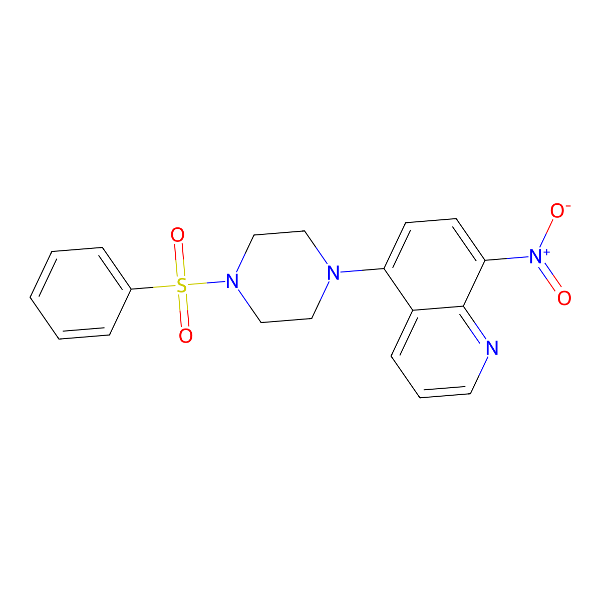 5-[4-(Benzenesulfonyl)piperazin-1-yl]-8-nitroquinoline molecular structure, CAS 347354-48-7