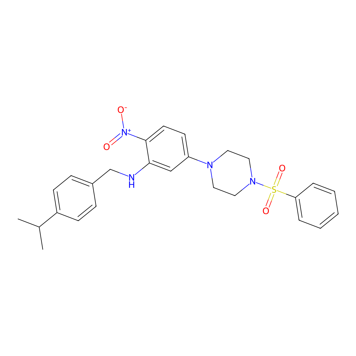 5-[4-(benzenesulfonyl)piperazin-1-yl]-2-nitro-N-[(4-propan-2-ylphenyl)methyl]aniline molecular structure, CAS 347354-50-1