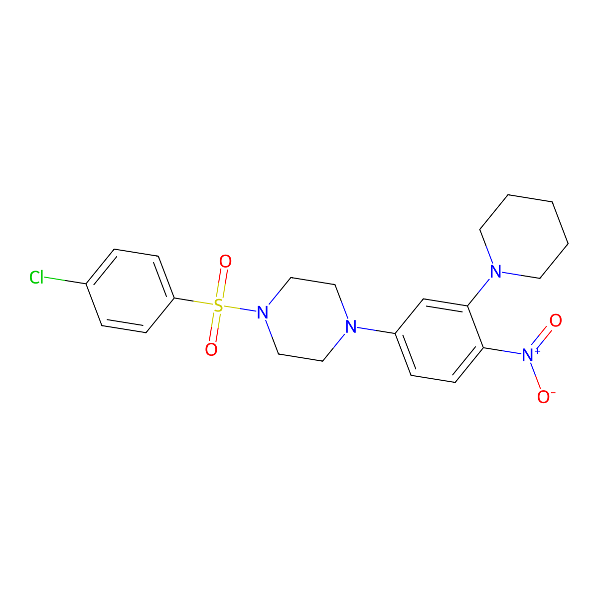 1-(4-Chlorophenyl)sulfonyl-4-(4-nitro-3-piperidin-1-ylphenyl)piperazine molecular structure, CAS 347354-54-5