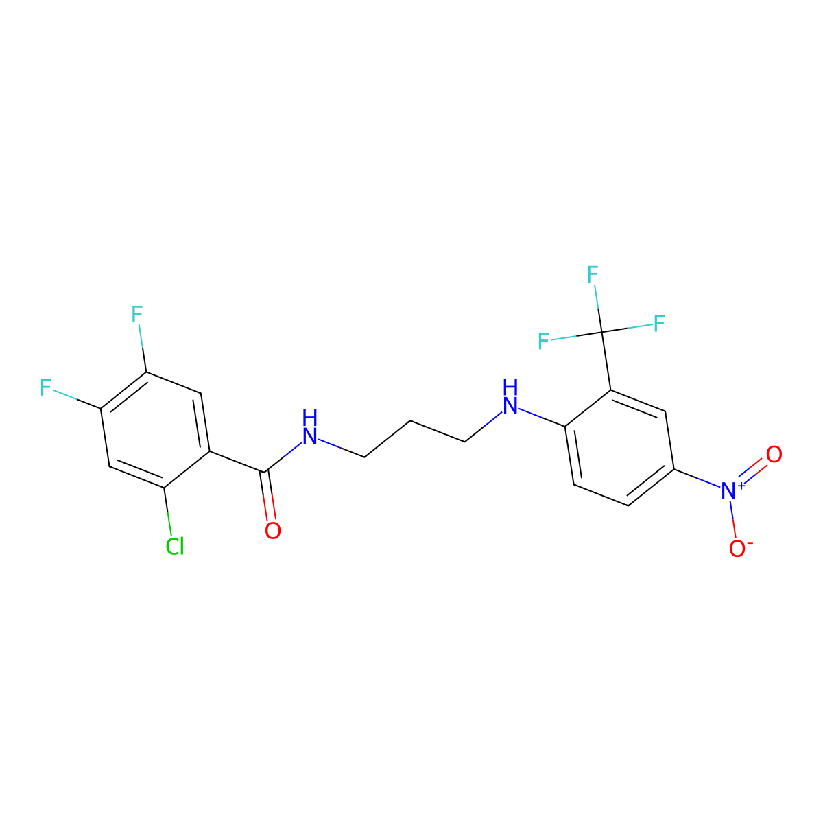 2-chloro-4,5-difluoro-N-[3-[4-nitro-2-(trifluoromethyl)anilino]propyl]benzamide molecular structure, CAS 347354-60-3