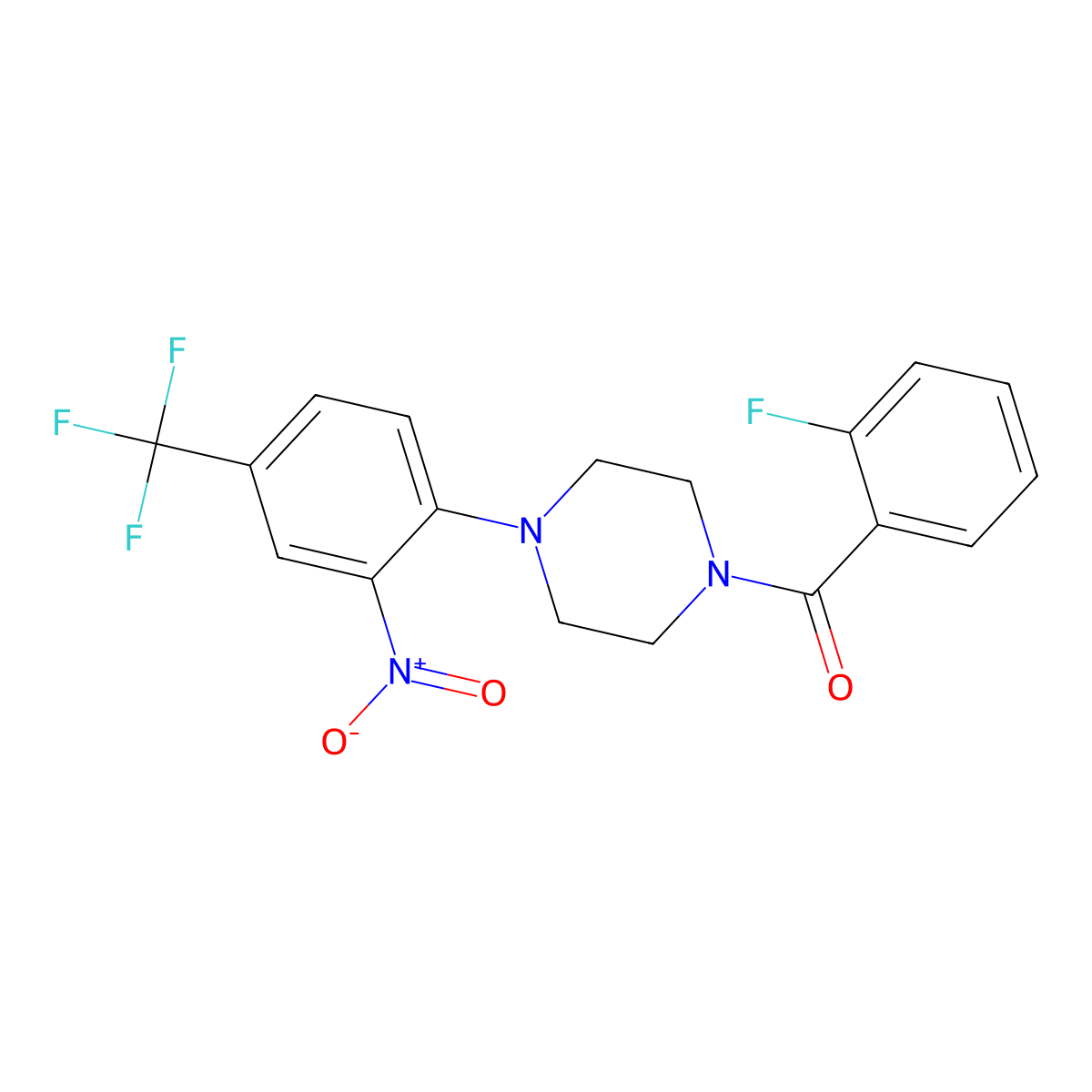 (2-Fluorophenyl)-[4-[2-nitro-4-(trifluoromethyl)phenyl]piperazin-1-yl]methanone molecular structure, CAS 347354-64-7