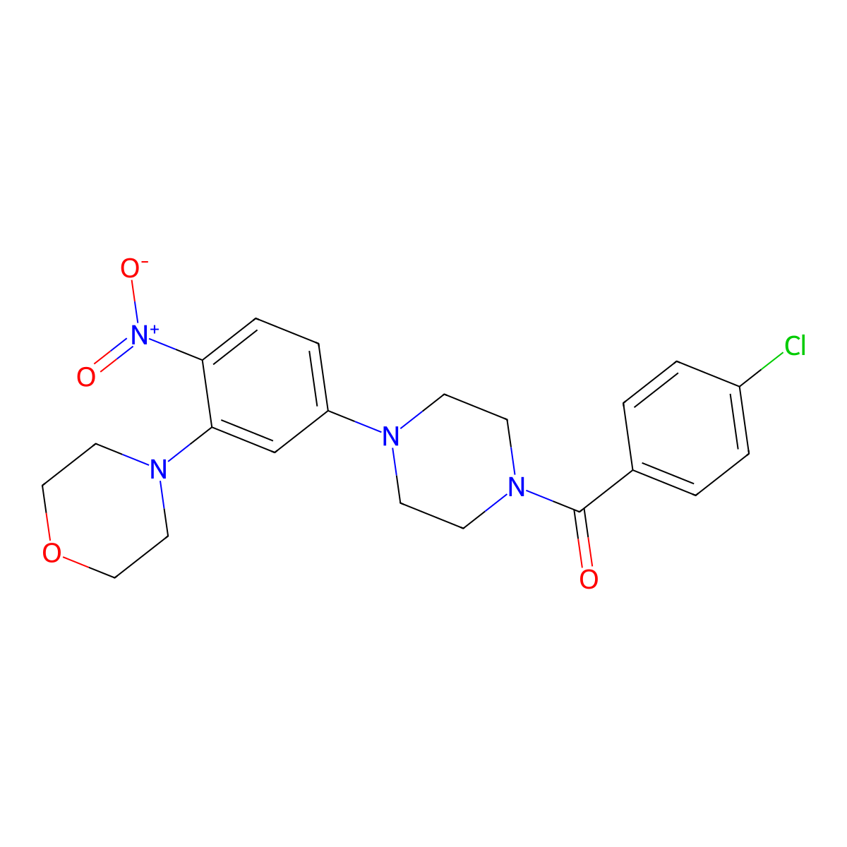 (4-Chlorophenyl)-[4-(3-morpholin-4-yl-4-nitrophenyl)piperazin-1-yl]methanone molecular structure, CAS 347354-65-8