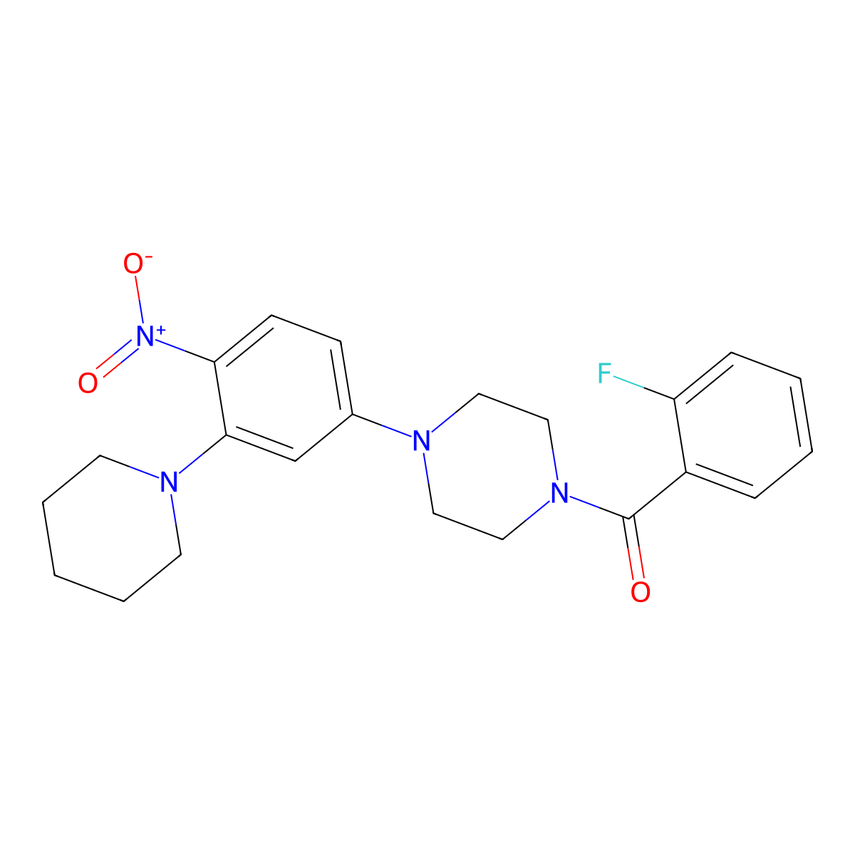 (2-Fluorophenyl)-[4-(4-nitro-3-piperidin-1-ylphenyl)piperazin-1-yl]methanone molecular structure, CAS 347354-66-9