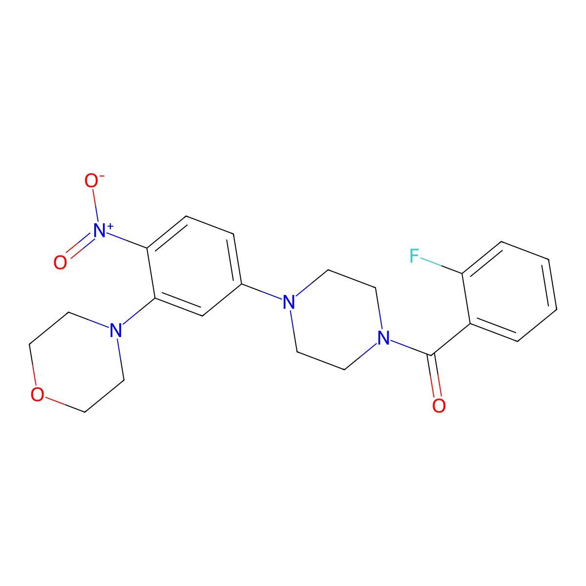 (2-Fluorophenyl)-[4-(3-morpholin-4-yl-4-nitrophenyl)piperazin-1-yl]methanone molecular structure, CAS 347354-67-0