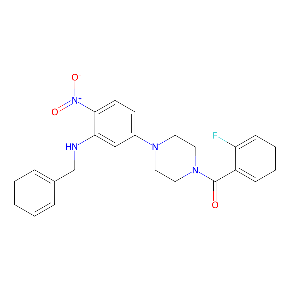 [4-[3-(Benzylamino)-4-nitrophenyl]piperazin-1-yl]-(2-fluorophenyl)methanone molecular structure, CAS 347354-68-1