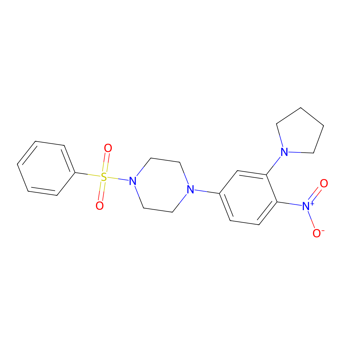1-(Benzenesulfonyl)-4-(4-nitro-3-pyrrolidin-1-ylphenyl)piperazine molecular structure, CAS 347354-73-8