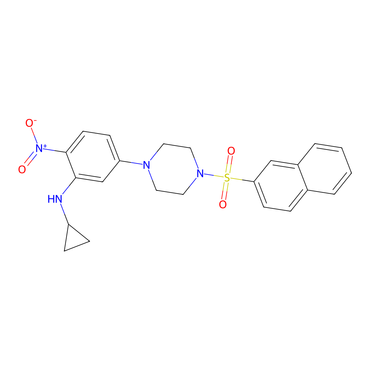 4-[3-(Cyclopropylamino)-4-nitrophenyl]-1-(2-naphthylsulfonyl)piperazine molecular structure, CAS 347354-74-9