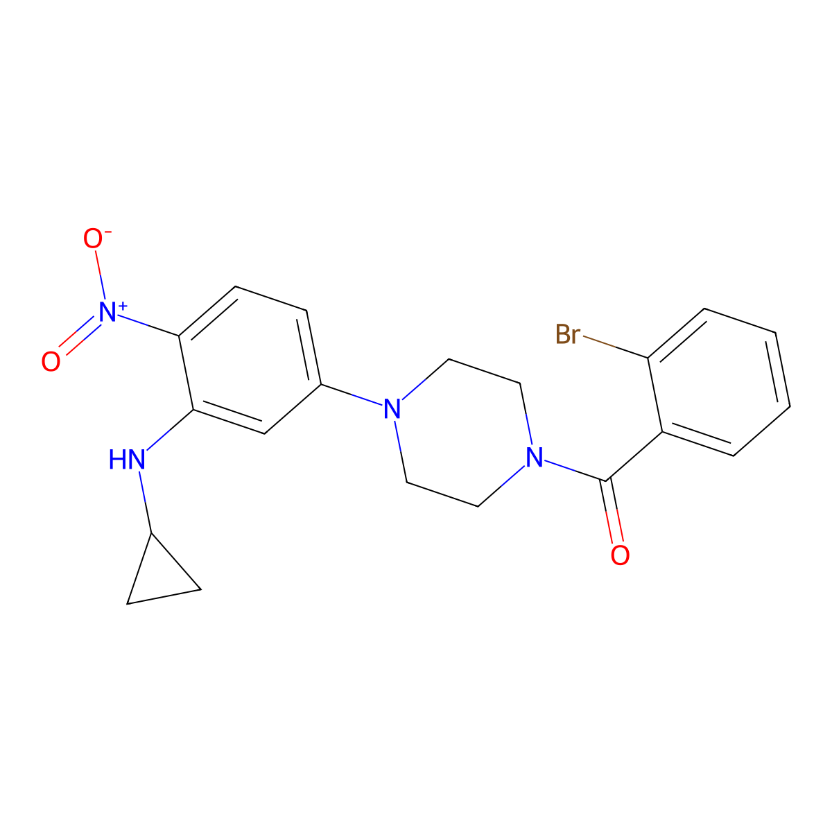 (2-Bromophenyl)-[4-[3-(cyclopropylamino)-4-nitrophenyl]piperazin-1-yl]methanone molecular structure, CAS 347354-75-0