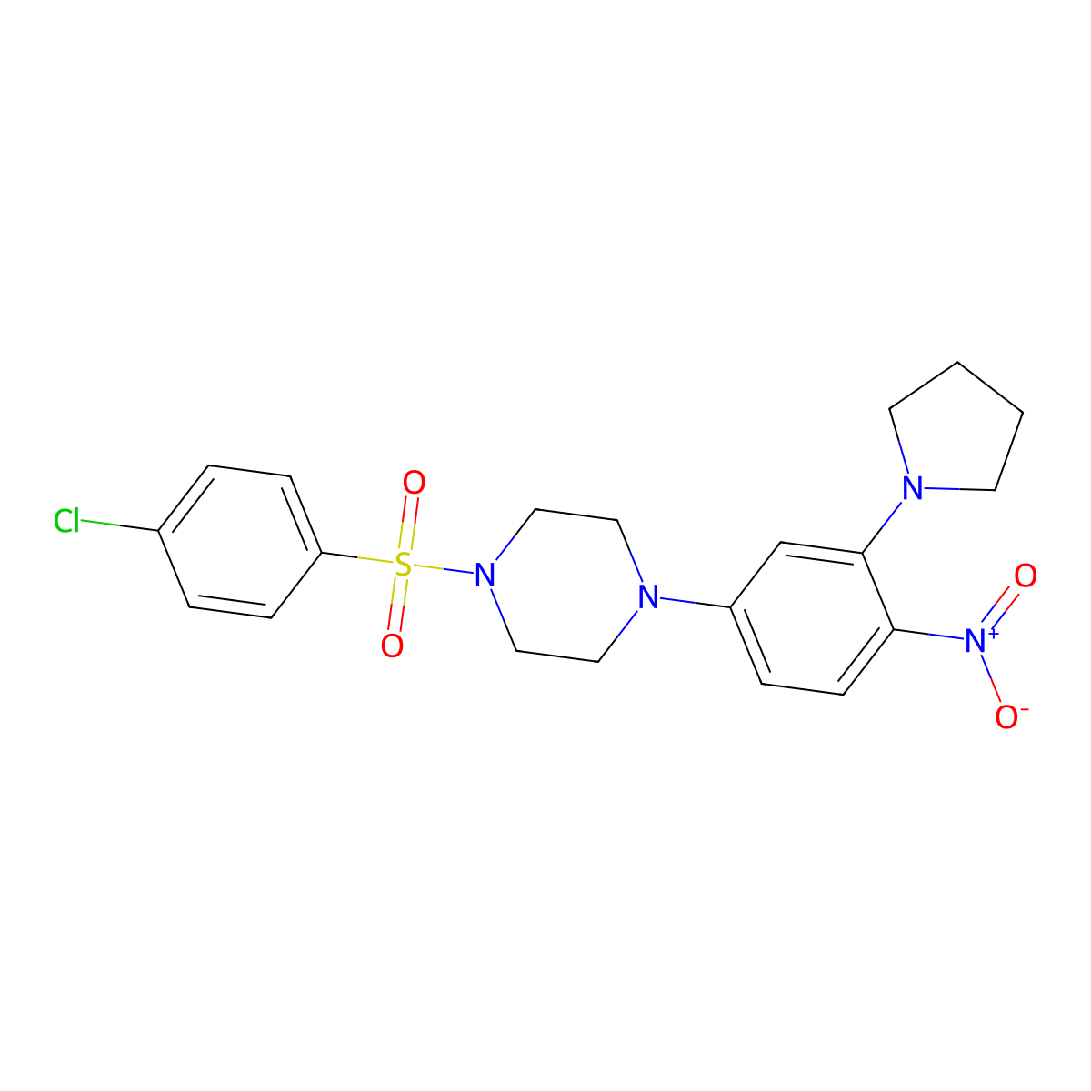 1-(4-Chlorophenyl)sulfonyl-4-(4-nitro-3-pyrrolidin-1-ylphenyl)piperazine molecular structure, CAS 347354-93-2