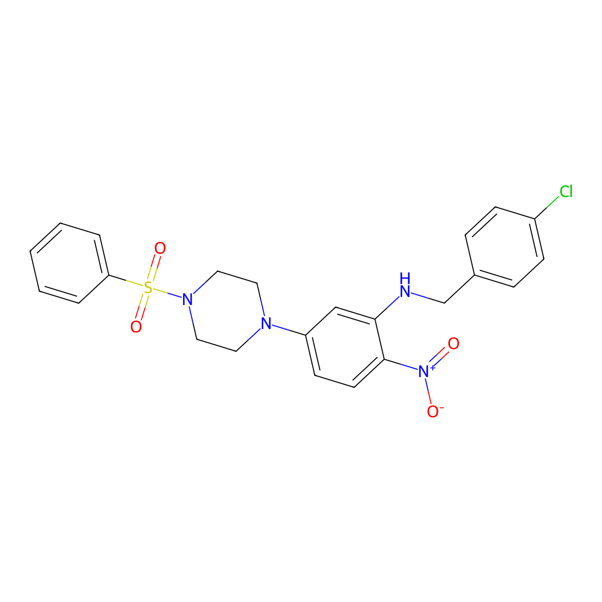 5-[4-(benzenesulfonyl)piperazin-1-yl]-N-[(4-chlorophenyl)methyl]-2-nitroaniline molecular structure, CAS 347355-00-4