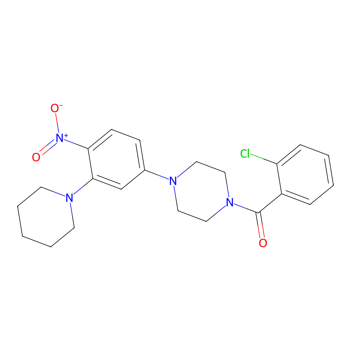 (2-Chlorophenyl)-[4-(4-nitro-3-piperidin-1-ylphenyl)piperazin-1-yl]methanone molecular structure, CAS 347355-17-3