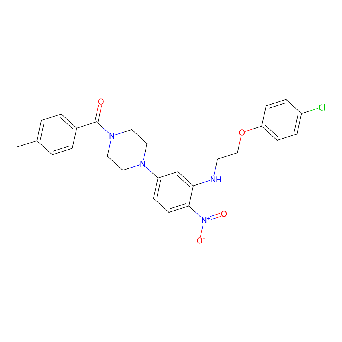 [4-[3-[2-(4-Chlorophenoxy)ethylamino]-4-nitrophenyl]piperazin-1-yl]-(4-methylphenyl)methanone molecular structure, CAS 347355-18-4